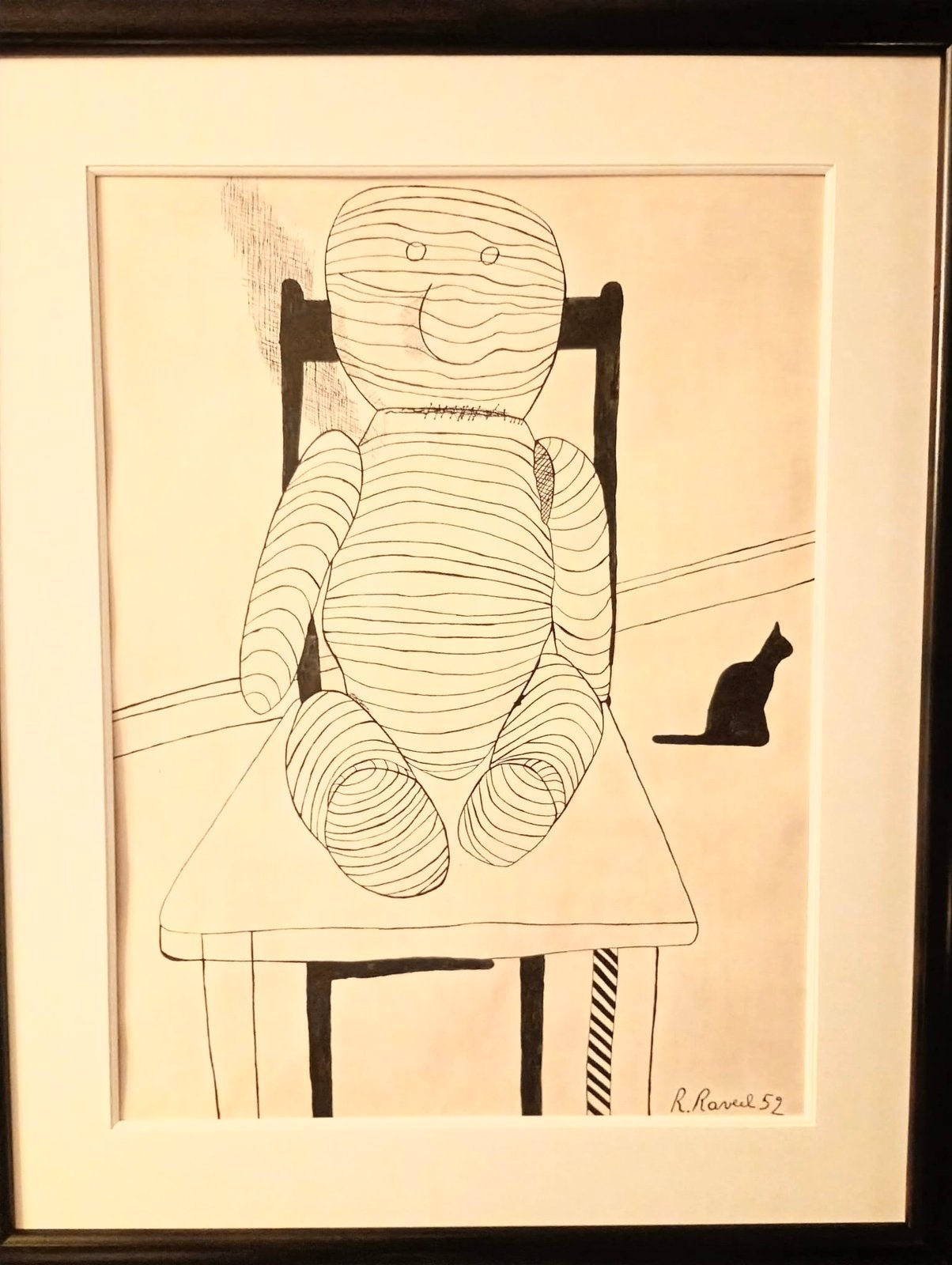 Roger Raveel Unieke inkttekening van R. Raveel uit 1952, Antiek en Kunst, Ophalen of Verzenden