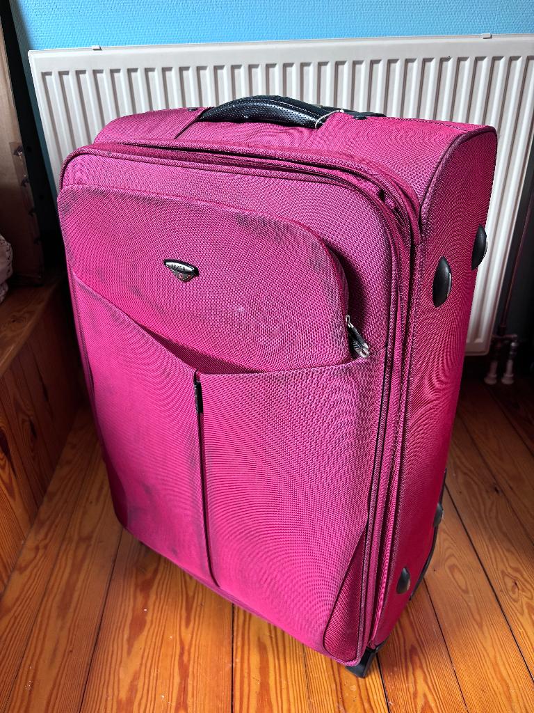 Grande valise de voyage rouge, Bijoux, Sacs & Beauté, Valises, Enlèvement, Utilisé, 45 à 55 cm, Roulettes