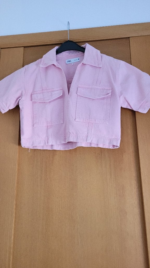 veste top court en jean dame taille S  Zara, Kleding | Dames, Topjes, Zara, Nieuw, Ophalen of Verzenden, Korte mouw