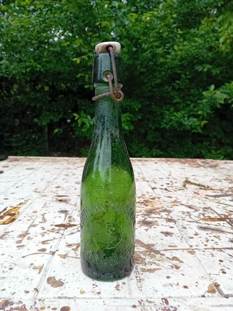 Ancienne bouteille de bière vintage Leroy Van Rossome Forvil, Collections, Enlèvement ou Envoi