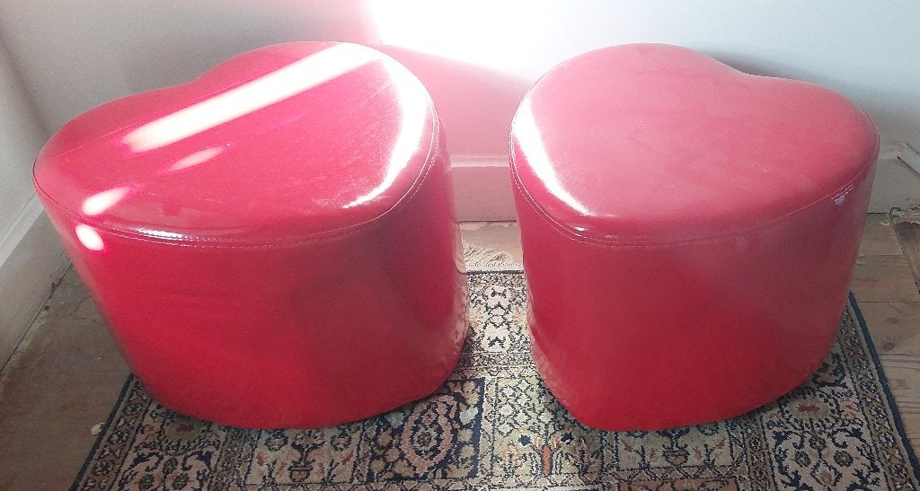 paire de jolis poufs seventies forme coeur, Ophalen, Gebruikt, Kunststof
