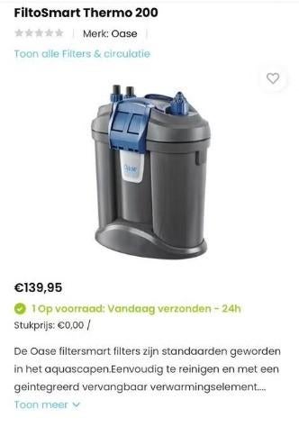 Oase, FiltoSmart Thermo 200, Enlèvement ou Envoi, Oase, Comme neuf, Tuyaux inclus