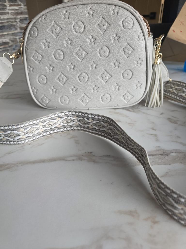 Louis Vitton handtas licht grijs met riem, Ophalen of Verzenden, Zo goed als nieuw, Grijs, Handtas