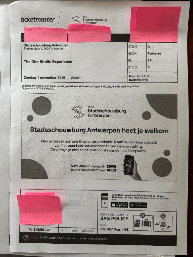 ticket concert Dire straits experience Antwerpen, Tickets en Kaartjes, Eén persoon, November, Rock of Poprock