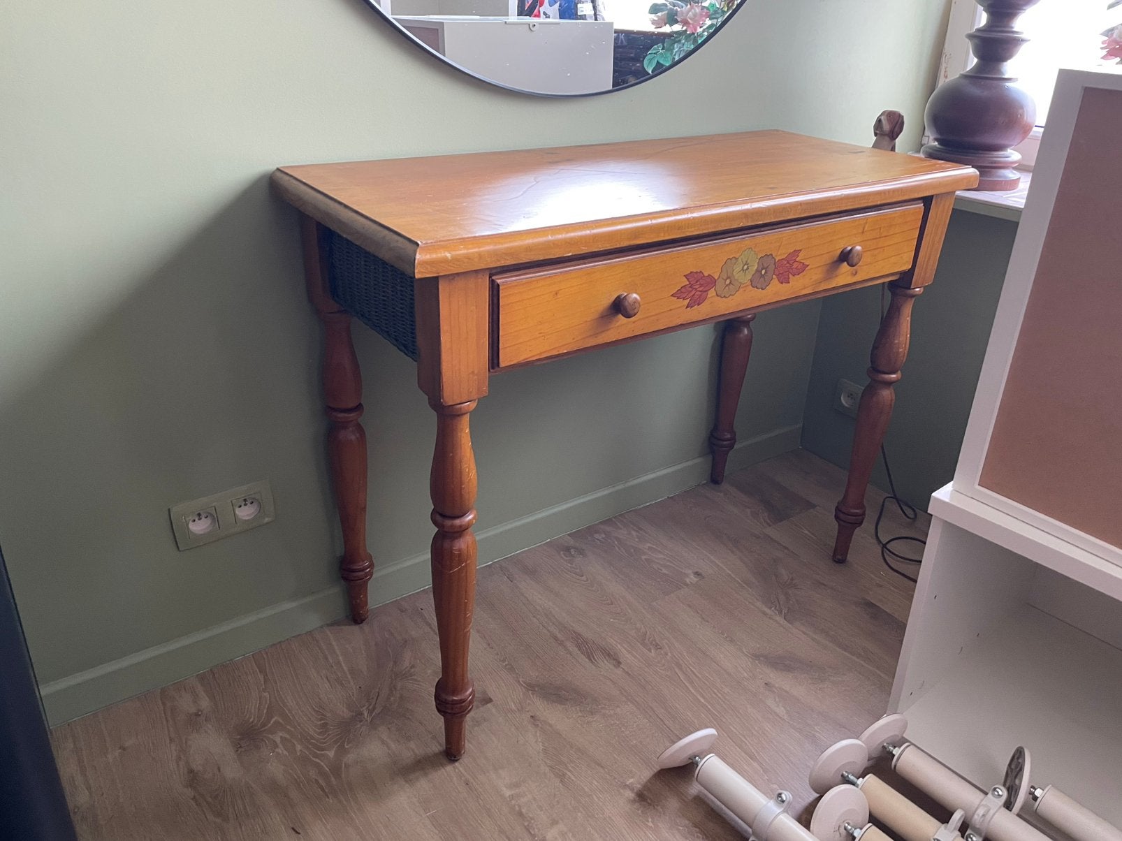 Console bijzettafel halkast sidetable schrijftafel vintage, Ophalen, Zo goed als nieuw