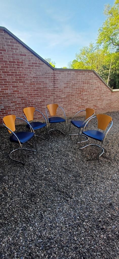 Stoelen, Huis en Inrichting, Stoelen, Ophalen, Blauw, Zo goed als nieuw, Vijf, Zes of meer stoelen