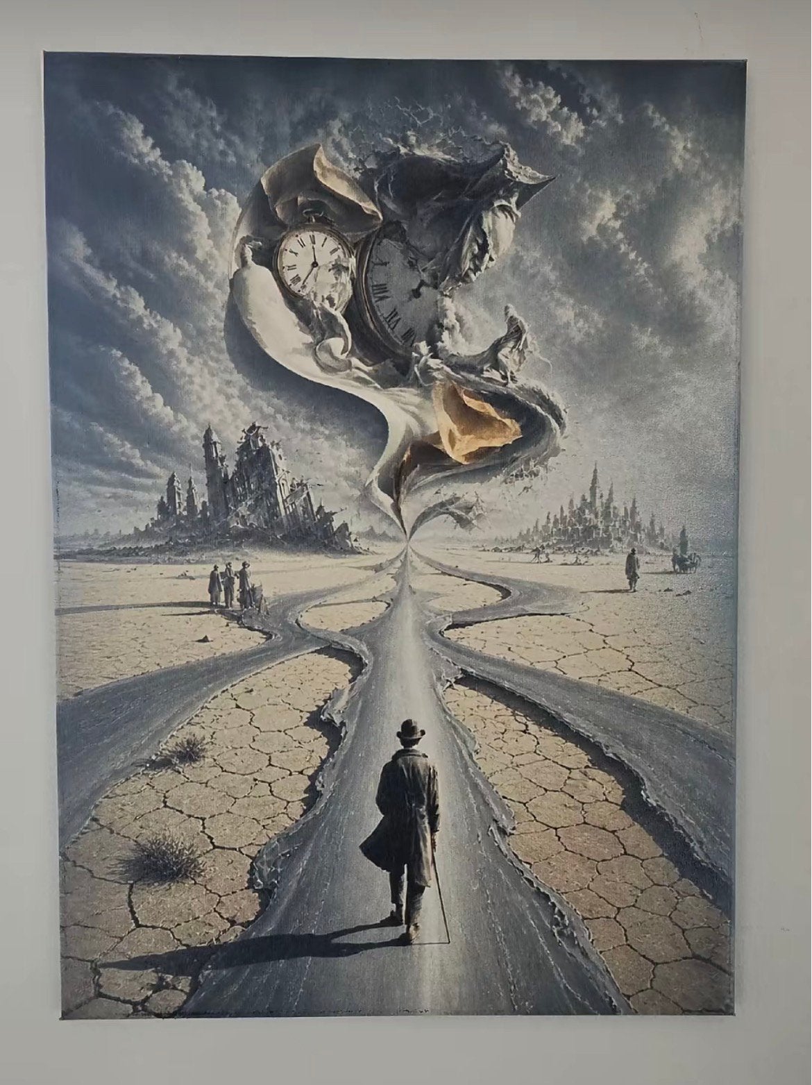 Surrealistische Klok Canvas - 50 x 70 cm, Antiek en Kunst, Verzenden