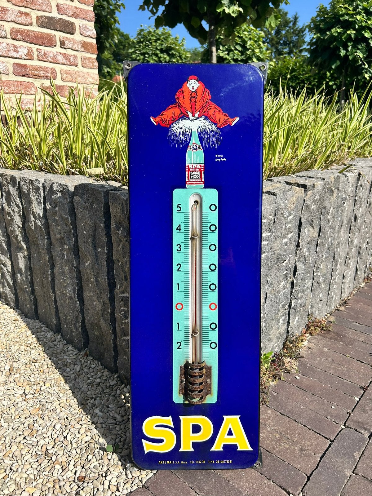 SPA thermometer 1961 , emaille bord, Verzamelen, Ophalen, Zo goed als nieuw