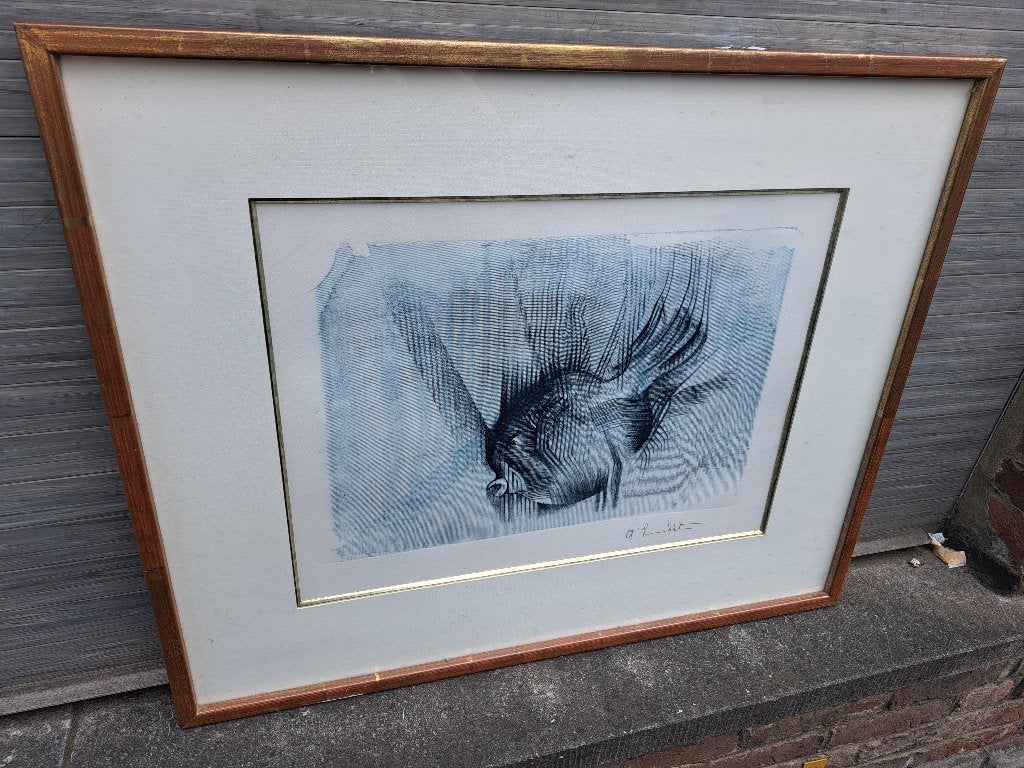 lithographie signe a humblet, Antiek en Kunst, Ophalen of Verzenden, Lithografie