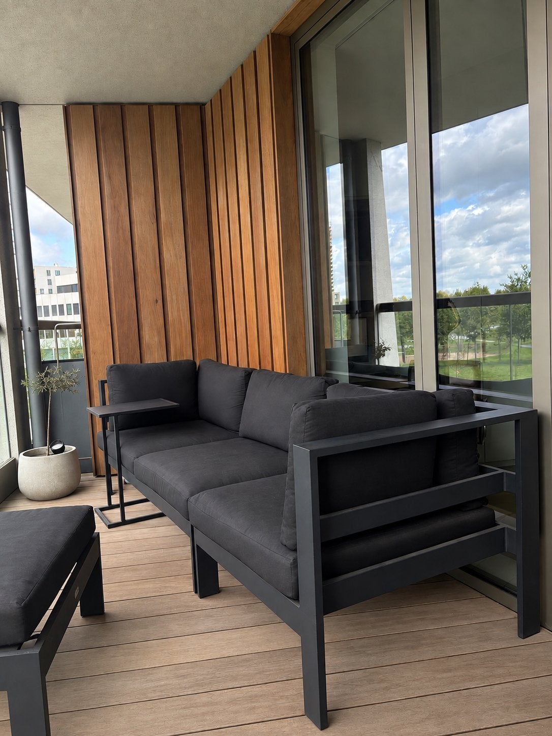 Terras lounge / terras set  met pouf / loungeset, Jardin & Terrasse, Accessoires mobilier de jardin, Enlèvement, Utilisé