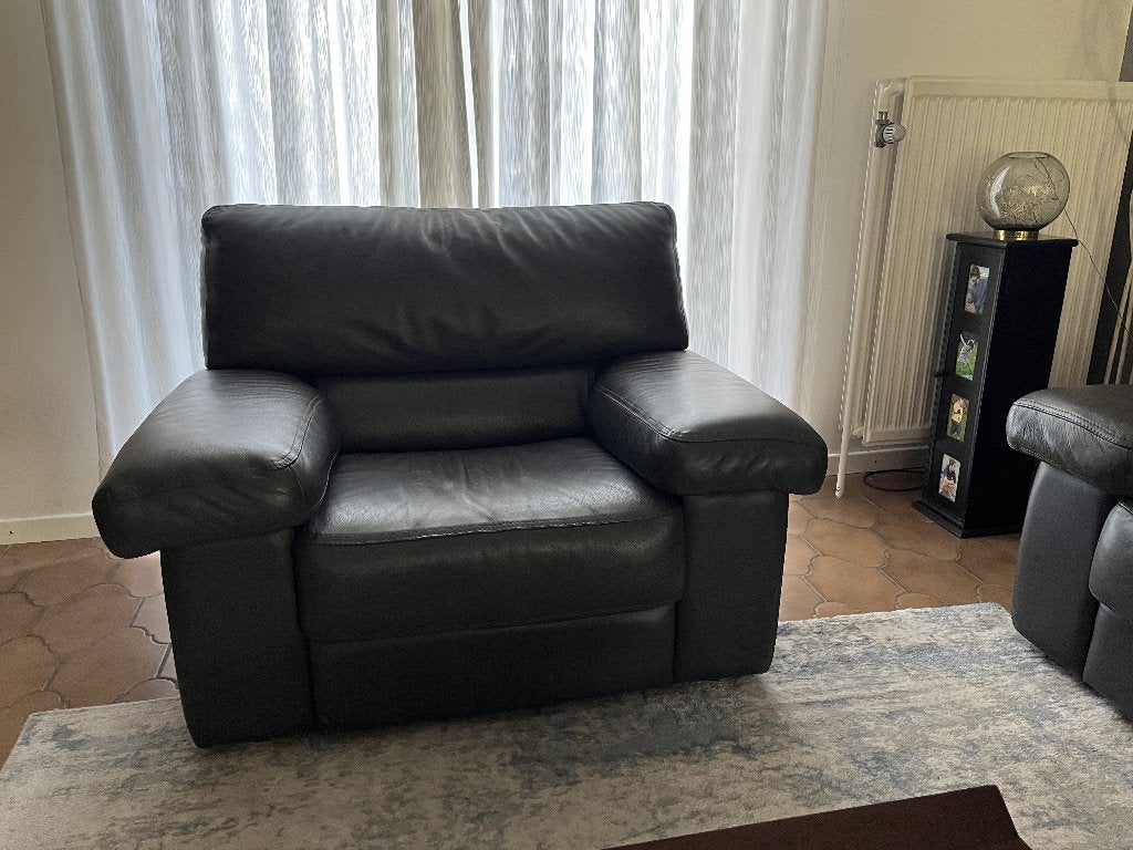 salon en cuir gris, Maison & Meubles, 75 à 100 cm, Intemporel, Enlèvement, Utilisé