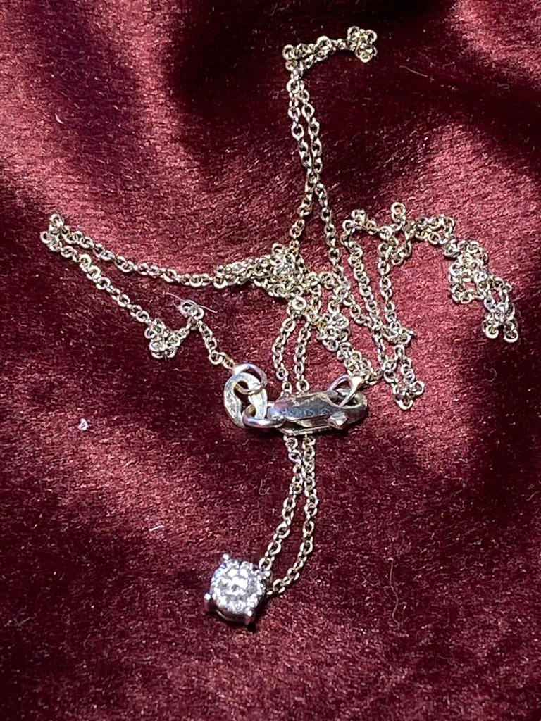 18k witgouden ketting met 0.21ct diamant, Verzenden, Zo goed als nieuw
