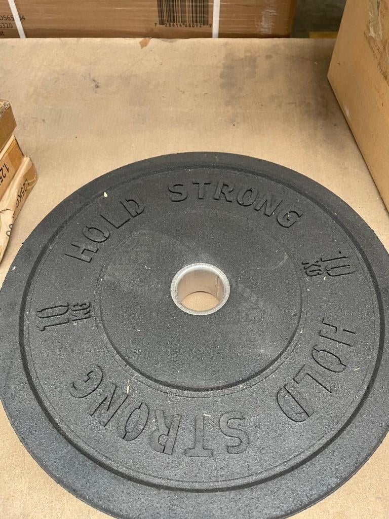 Bumperplate 10kg - Hold Strong - Nog 1 stuk!, Sport en Fitness, Fitnessmaterialen, Ophalen of Verzenden, Zo goed als nieuw, Benen