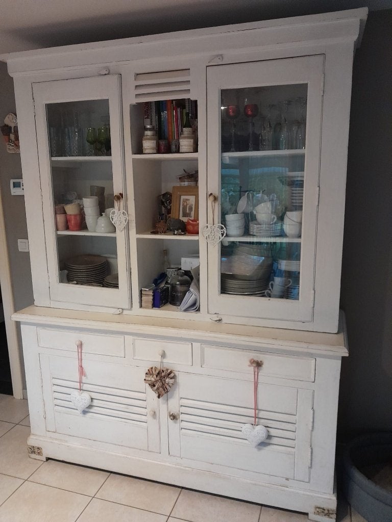 Vaisselier vitrine en bois massif, Maison & Meubles, Armoires | Buffets, Utilisé, 200 cm ou plus, 150 à 200 cm, 50 à 75 cm, Avec tiroir(s)