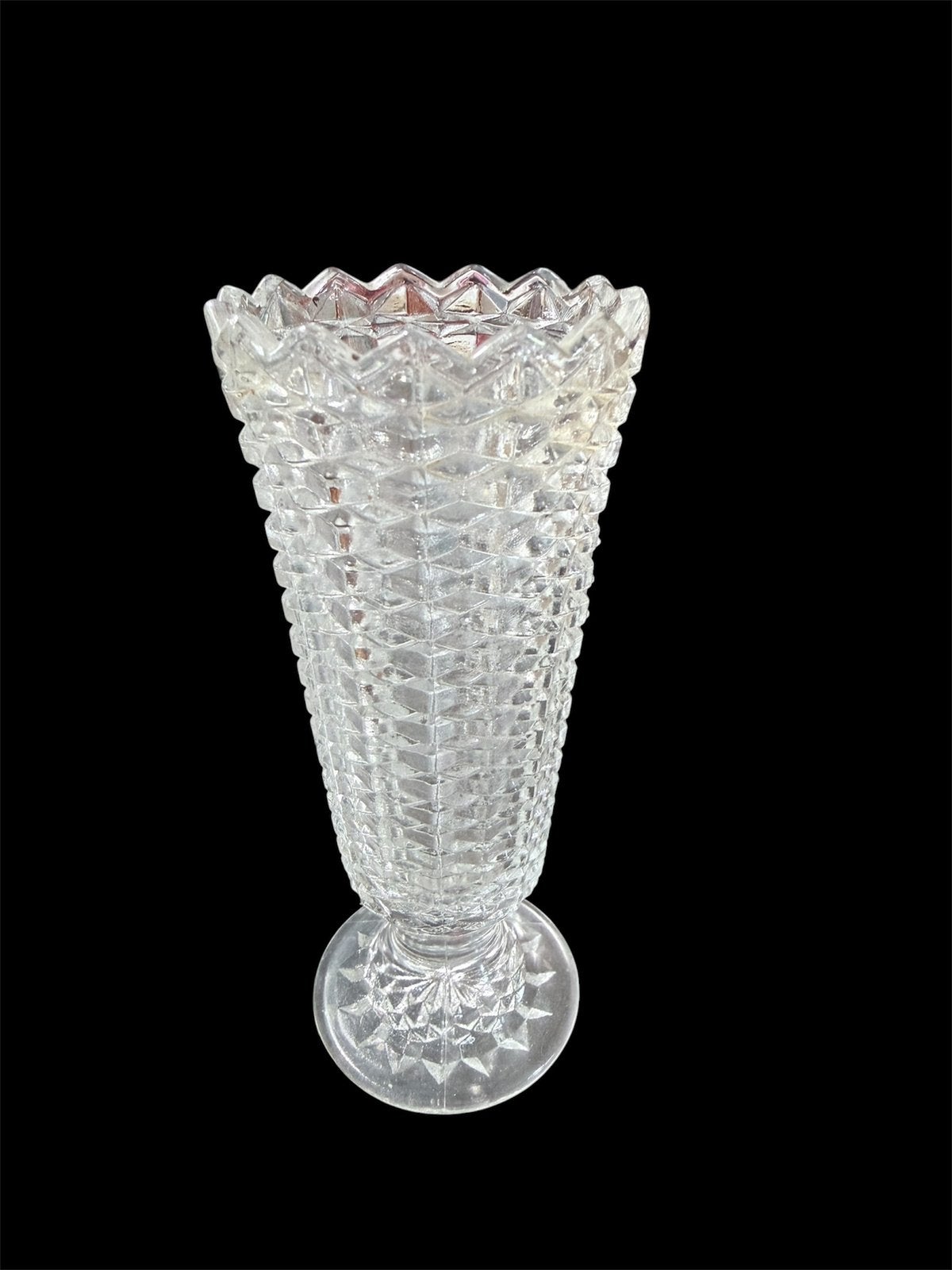 Petit vase soliflore vintage en verre moulé, Enlèvement