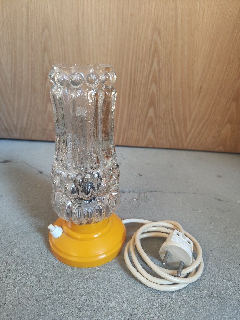 Mid-Century design lamp – Jaren '70 – Geel & Reliëf glas, Antiek en Kunst, Ophalen