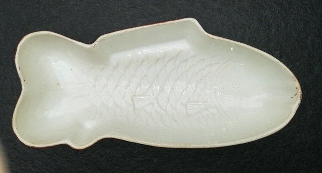 2 antieken vuurvaste puddingvorm vis nr 3 & 4 Belgium., Antiek en Kunst, Antiek | Keramiek en Aardewerk, Ophalen of Verzenden