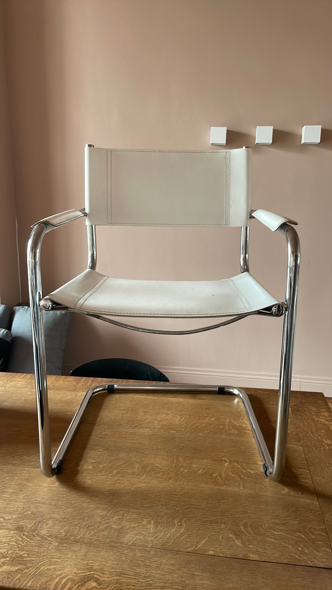 Vintage Buisframe Stoel, Huis en Inrichting, Stoelen, Ophalen, Gebruikt, Wit, Leer