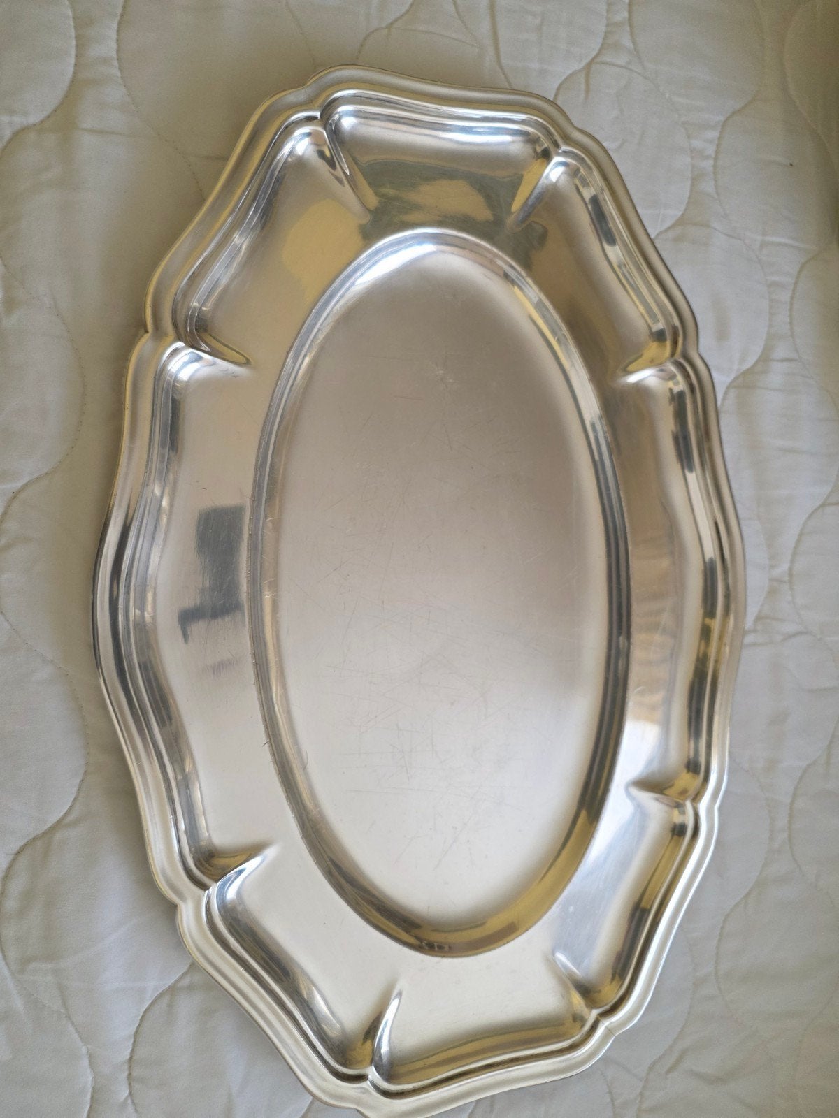 Grand plat ovale en métal argenté - WISKEMANN Style Louis XV, Enlèvement ou Envoi, Argent