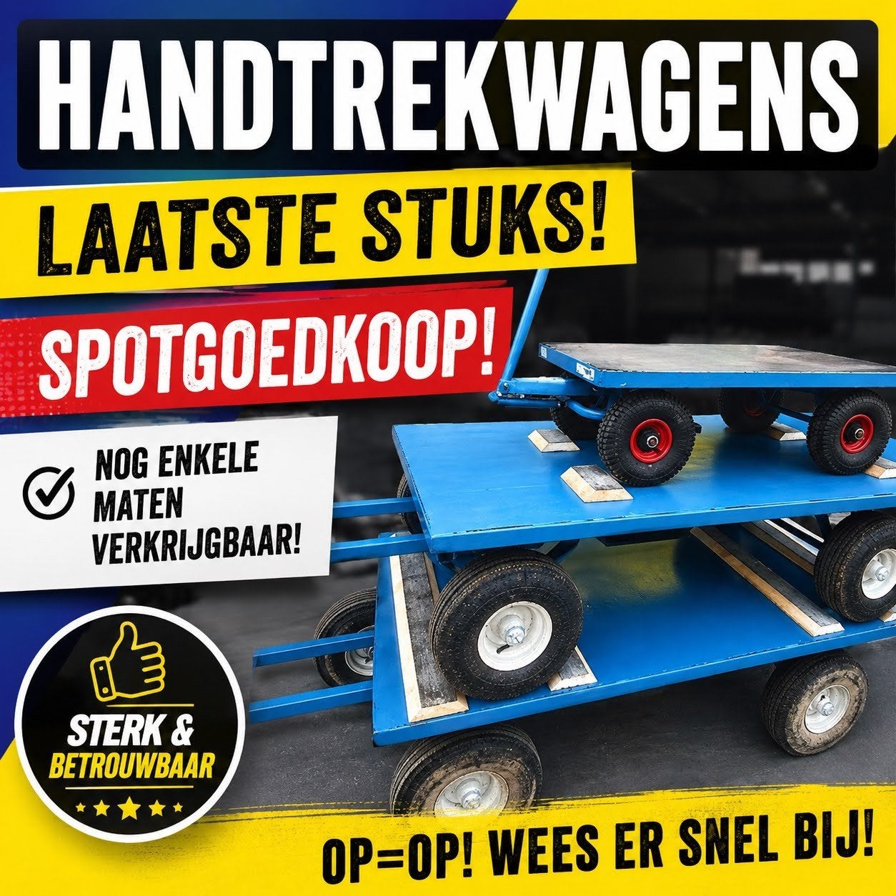 OPRUIMING PLATFORMWAGENS & HANDTREKWAGENS MET DRAAIKRANS, Ophalen, Handmatig, Palletwagen