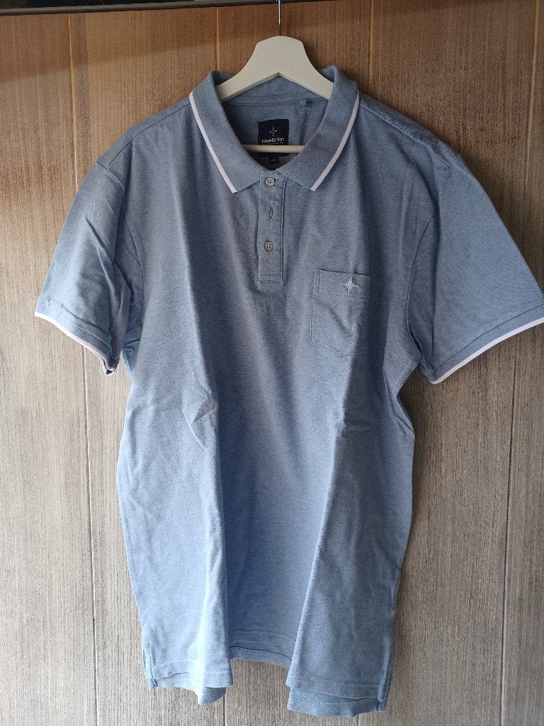 HAZE&FINN LICHT BLAUWE HEREN POLO MAAT 3XL, Blauw, Overige maten, Ophalen of Verzenden, Zo goed als nieuw