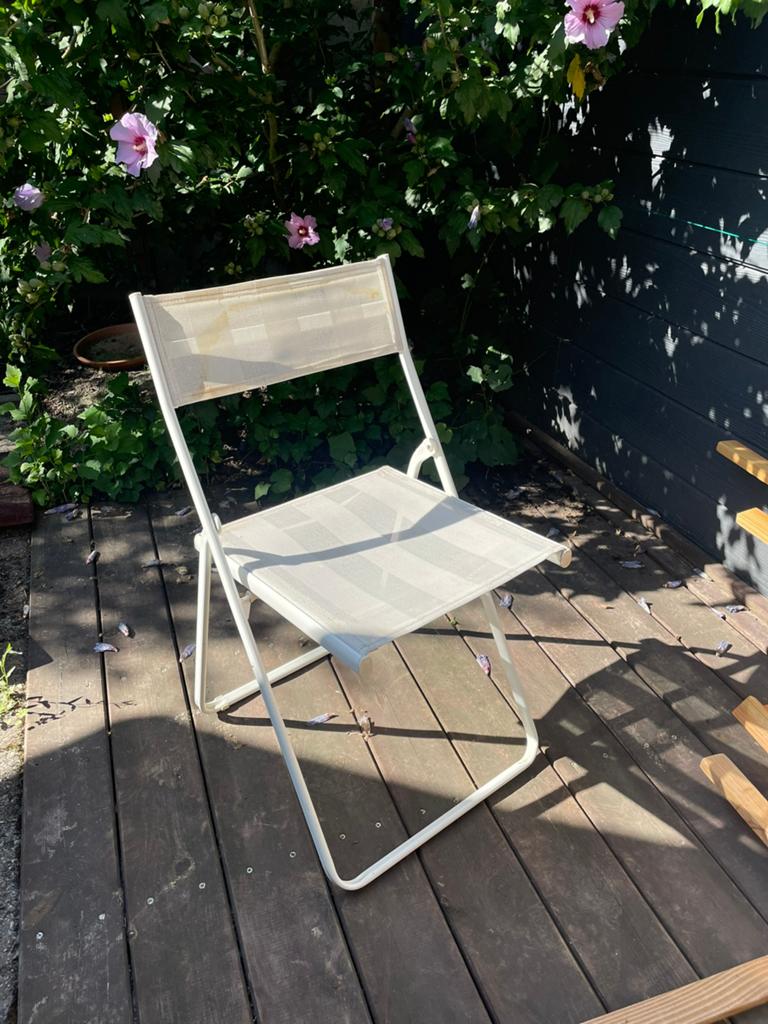 4 witte Ikea tuinstoelen te koop, Enlèvement, Utilisé, Pliant