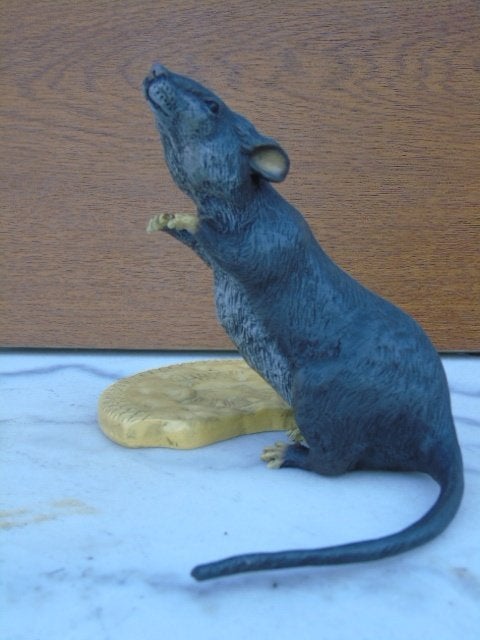 Een rat en zijn gekleurde bronzen koekje, BERGMANN, Ophalen of Verzenden, Brons