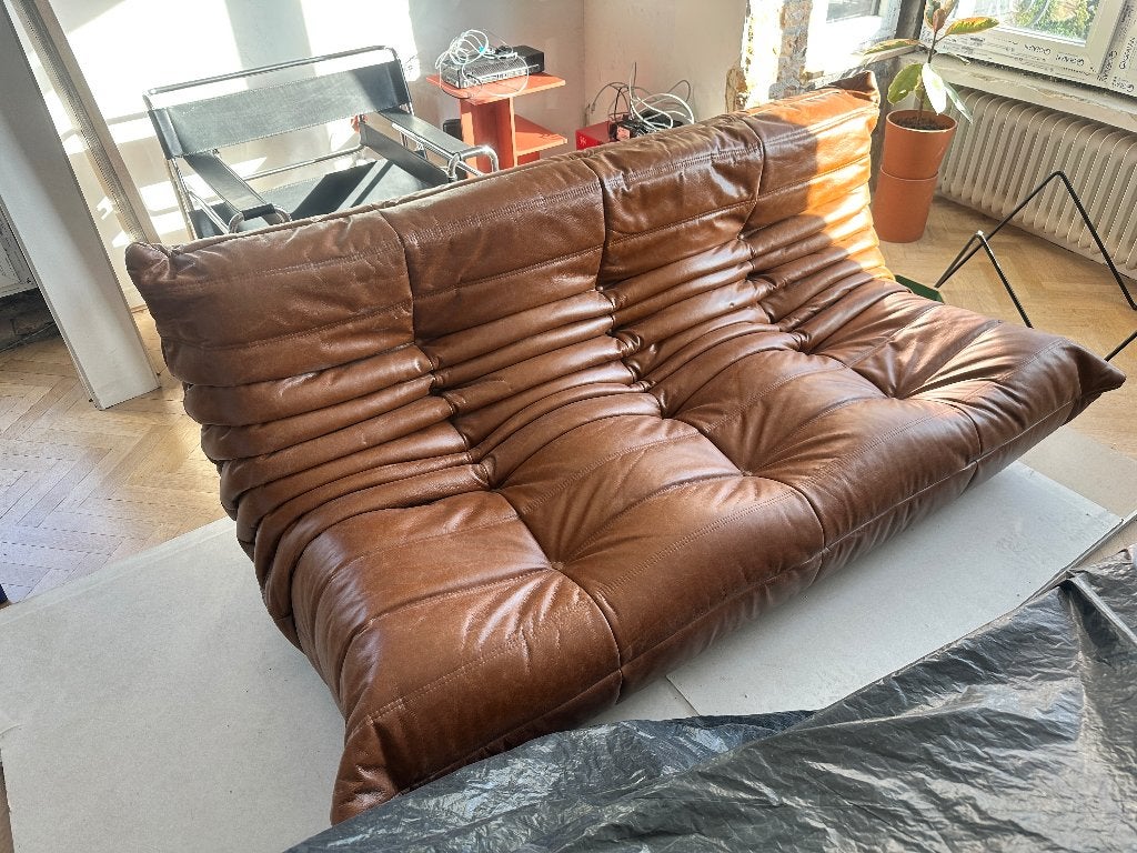 Canape Togo 3 places Ligne Roset, Enlèvement, Utilisé, Cuir, Moderne vintage