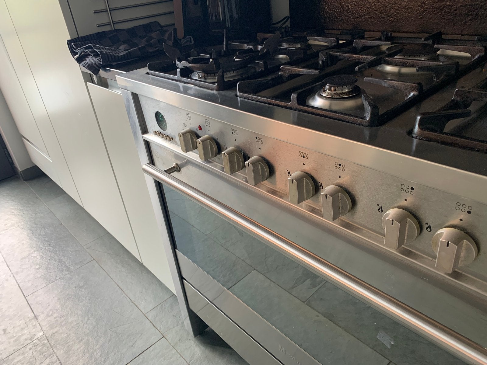 VERKOCHT - Losstaand gasfornuis  - elektrische oven - 6 pits, Ophalen, Gebruikt, Overige kleuren, 100 tot 150 cm