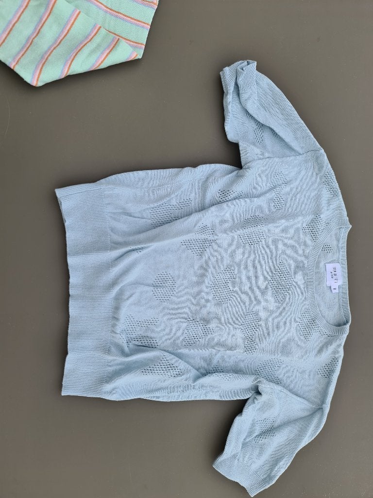 blauw t-shirt, pull, trui, Filou & Friends, 128, Enfants & Bébés, Vêtements enfant | Taille 128, Enlèvement, Comme neuf