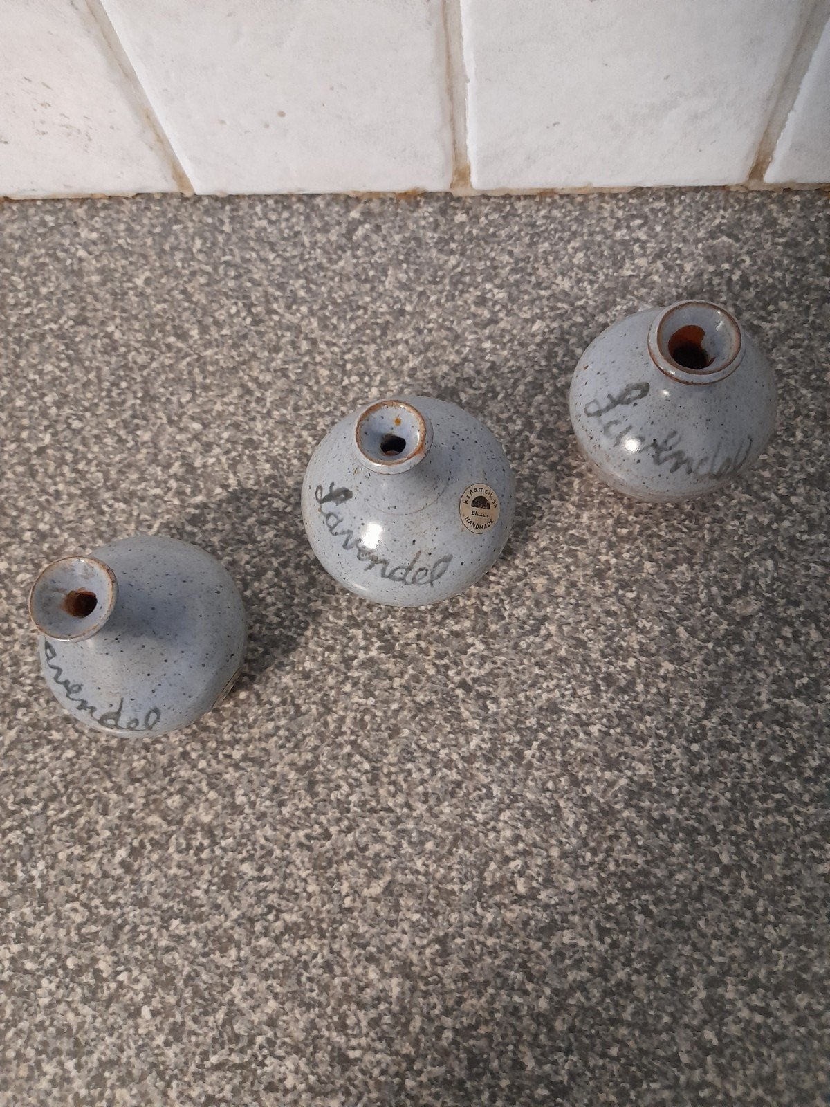 3 Handgemaakte keramische lavendel vaasjes, Ophalen of Verzenden