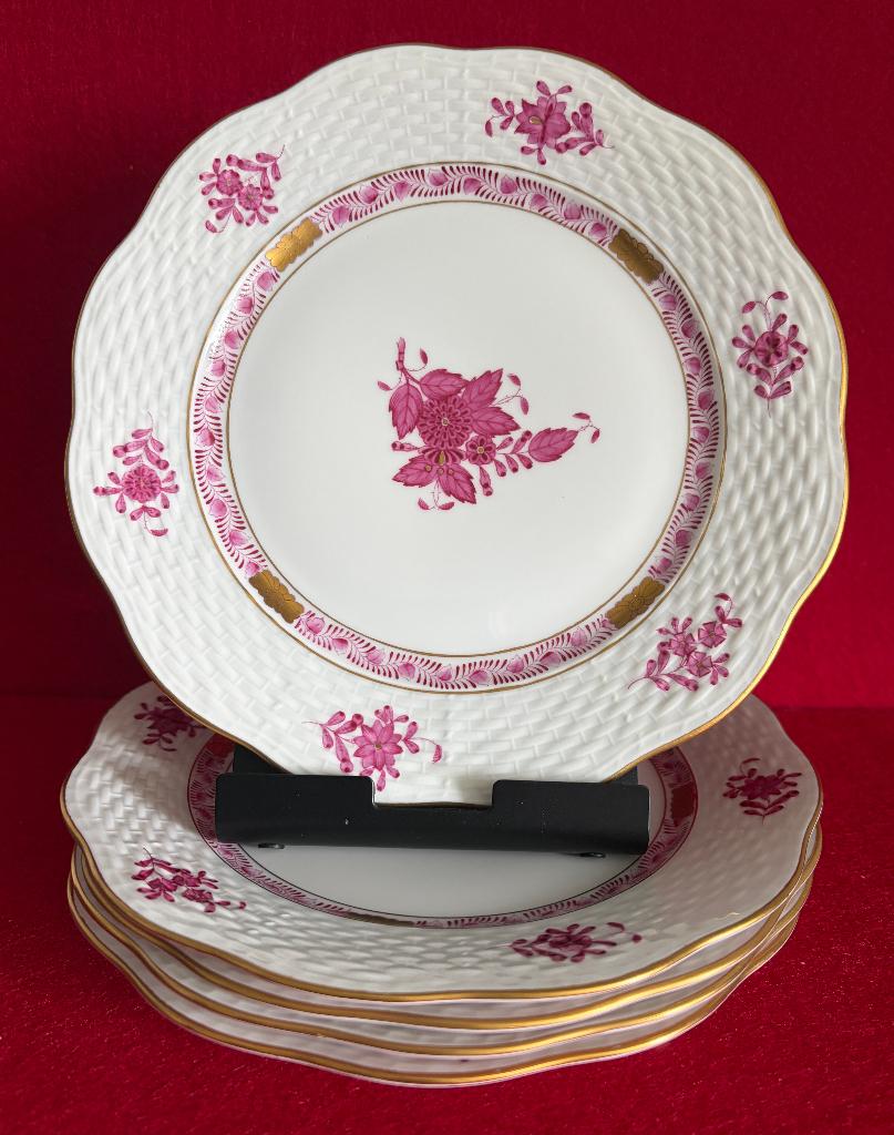 Vintage 5 Assiettes à Dessert en Porcelaine de Herend AP 517, Antiquités & Art, Enlèvement ou Envoi