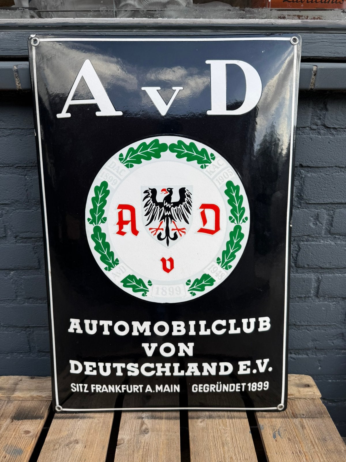 Panneau d'affichage émaillé AvD Automobilclub, Enlèvement ou Envoi, Utilisé, Panneau publicitaire