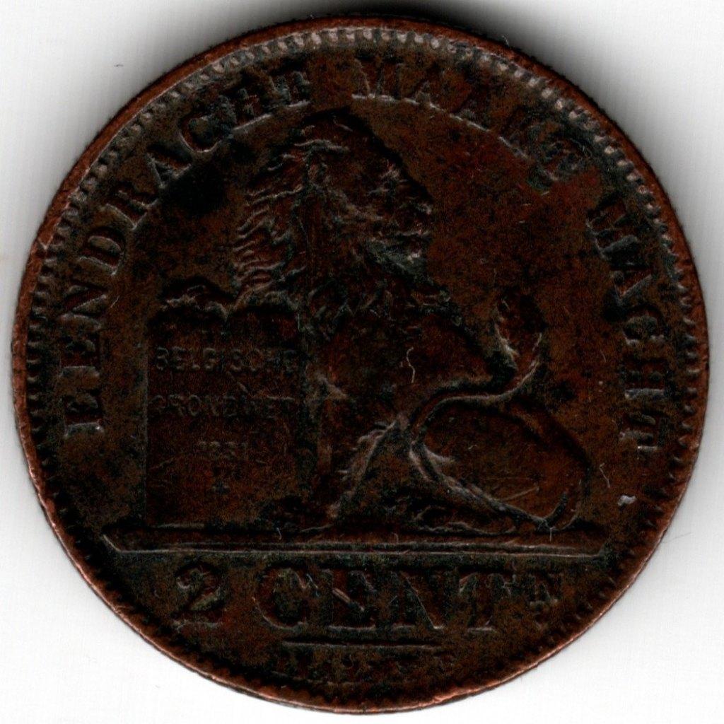 België: 2 Centiemen 1911 NL Morin 311a Brede Datum Ref 16683, Ophalen of Verzenden, Brons, Losse munt
