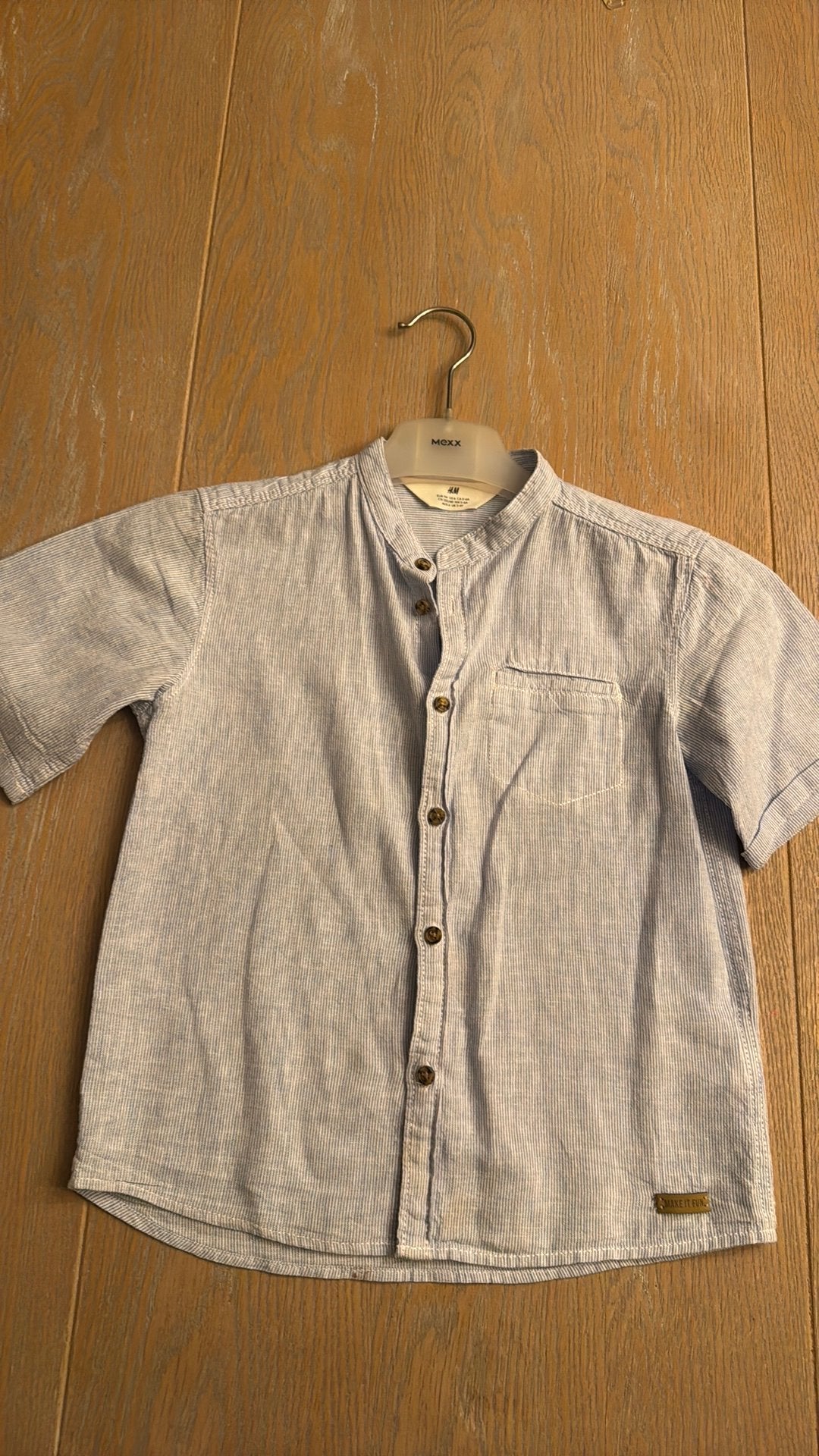 Hemd jongen baby blauw, maat 6 (116), Kinderen en Baby's, Ophalen, Gebruikt, Jongen, Overhemd of Blouse