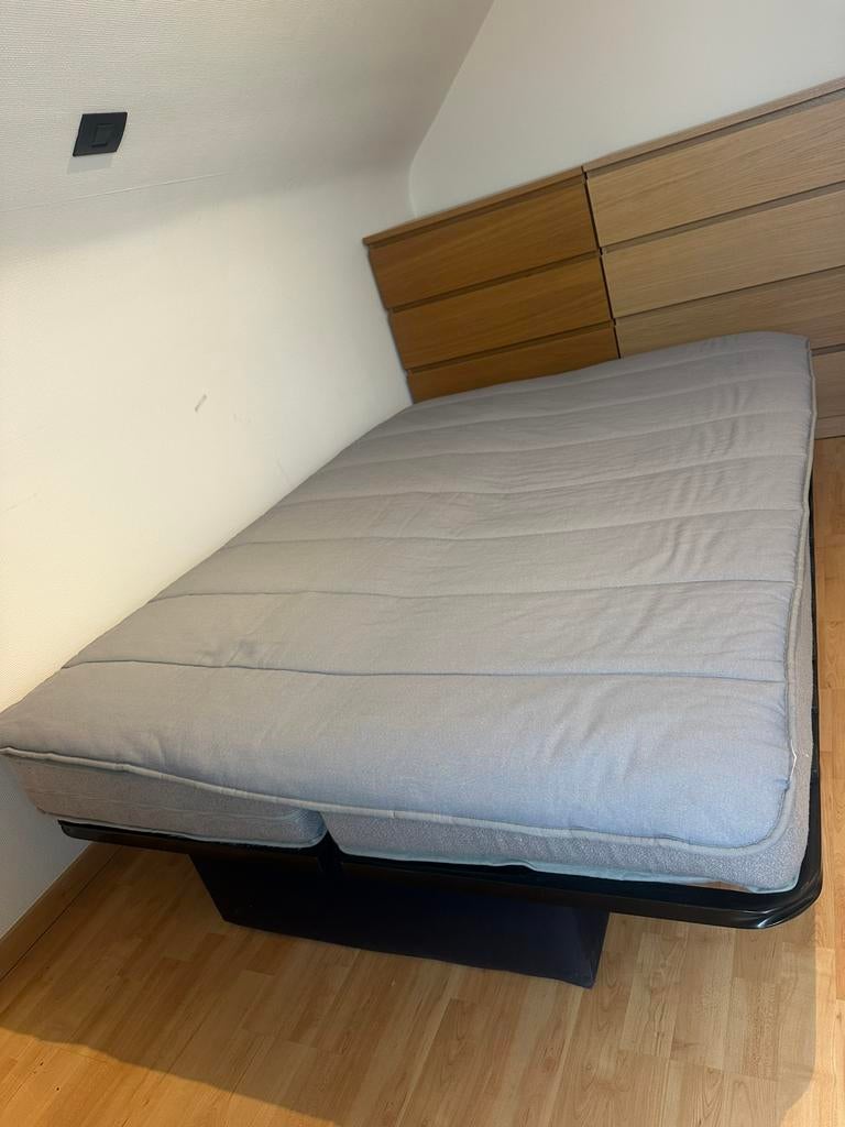 Zetelbed 1m85 x 1m30, Ophalen, Gebruikt, Blauw, Tweepersoons