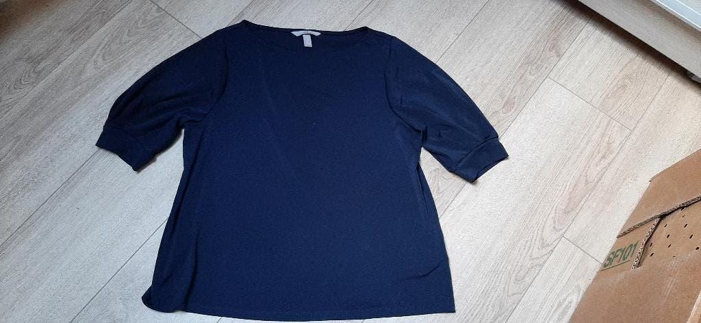 Donkerblauwe blouse M - 38, Kleding | Dames, H&M, Blauw, Zo goed als nieuw, Ophalen