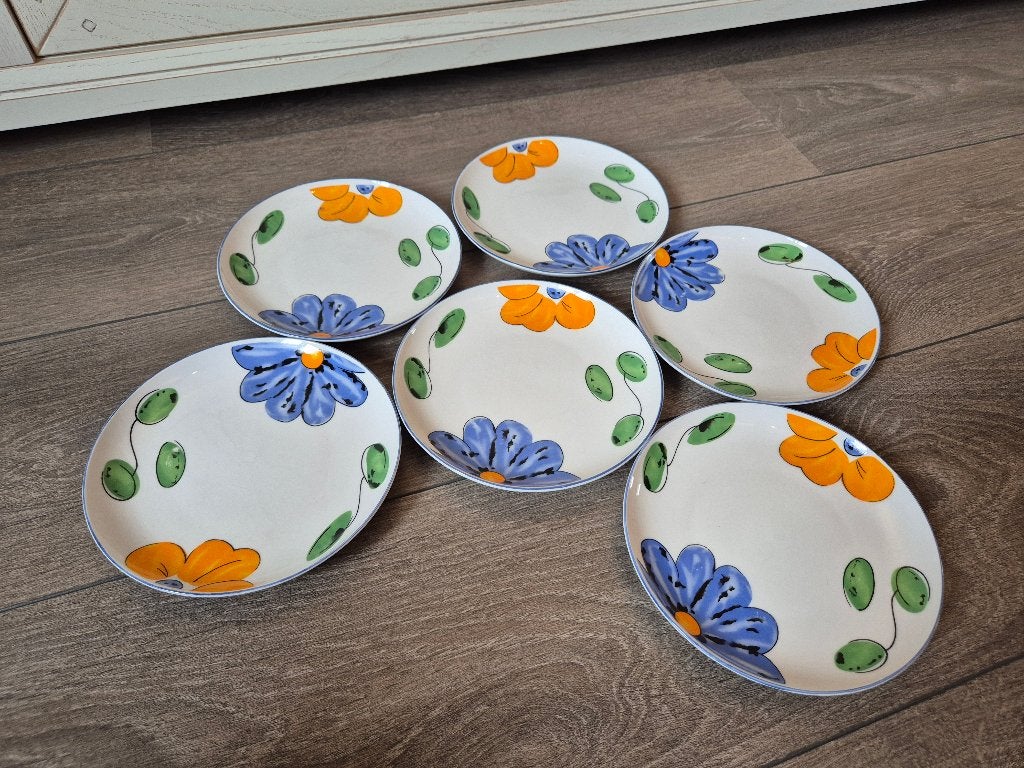 6 assiettes à déjeuner vintage italiennes DaisyChina (17 cm), Enlèvement ou Envoi
