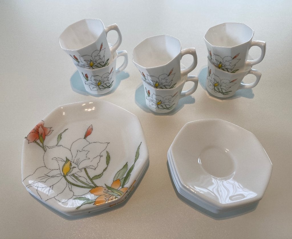 Vintage Arcopal koffie- en dessertservies, Enlèvement, Comme neuf, Vintage