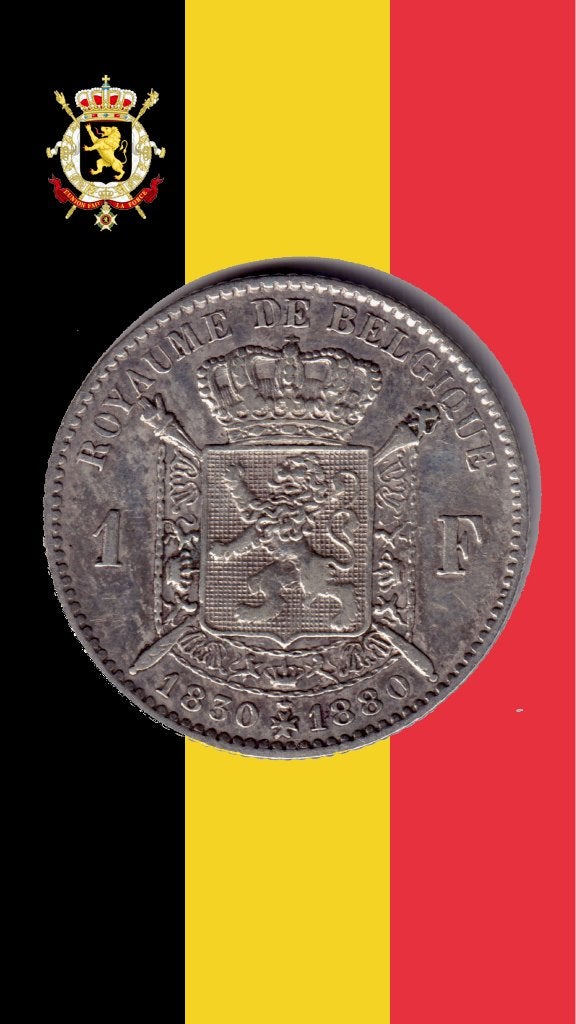 1 franc 1880 (croix complète) - Léopold II, Enlèvement ou Envoi, Monnaie en vrac, Argent, Argent