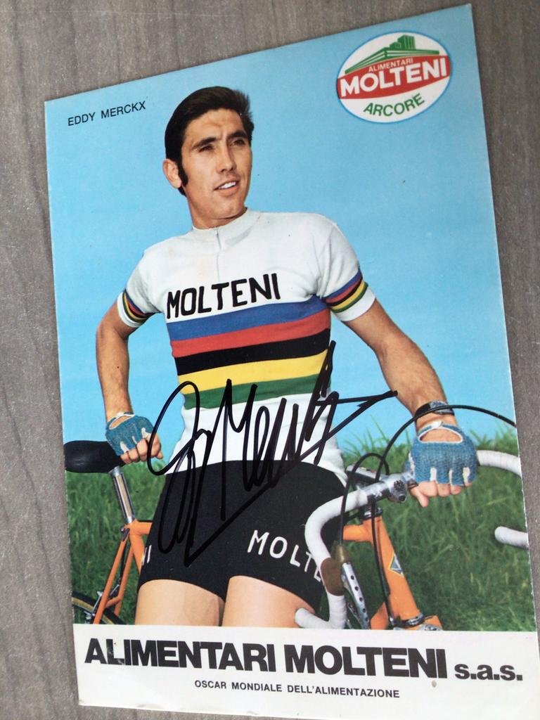 Wielerkaart 1972 wk team molteni  eddy merckx signe, Verzenden, Zo goed als nieuw