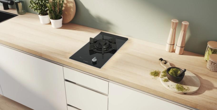 Bosch Serie 8 Domino Gaskookplaat 30 cm Glaskeramisch, Zwart, Ophalen, Nieuw, 3 kookzones of minder, Inbouw