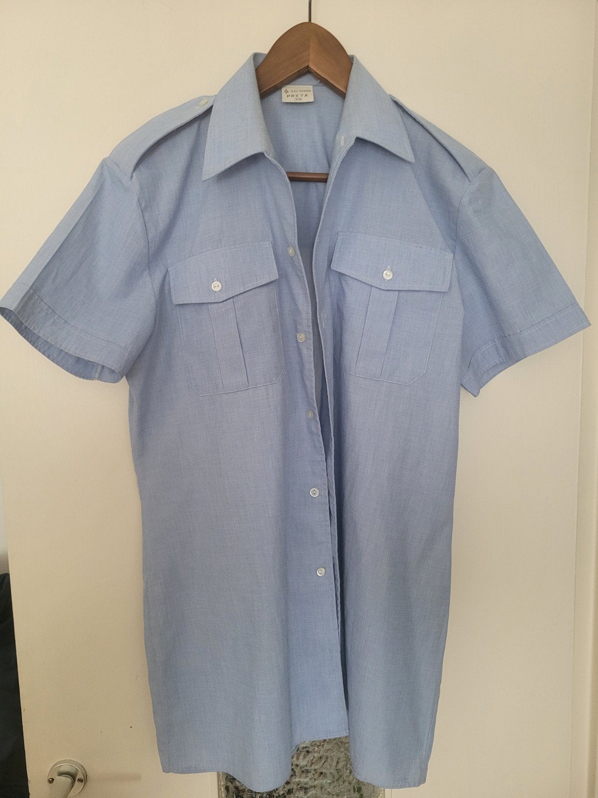 Belle chemise à manches courtes bleu de police taille 39, Tour de cou 39/40 (M), Enlèvement ou Envoi, Porté, Bleu