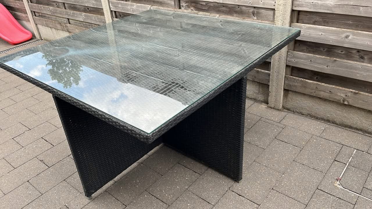 Gratis tuintafel te geef, Jardin & Terrasse, Tables de jardin, Enlèvement, Utilisé, Carré