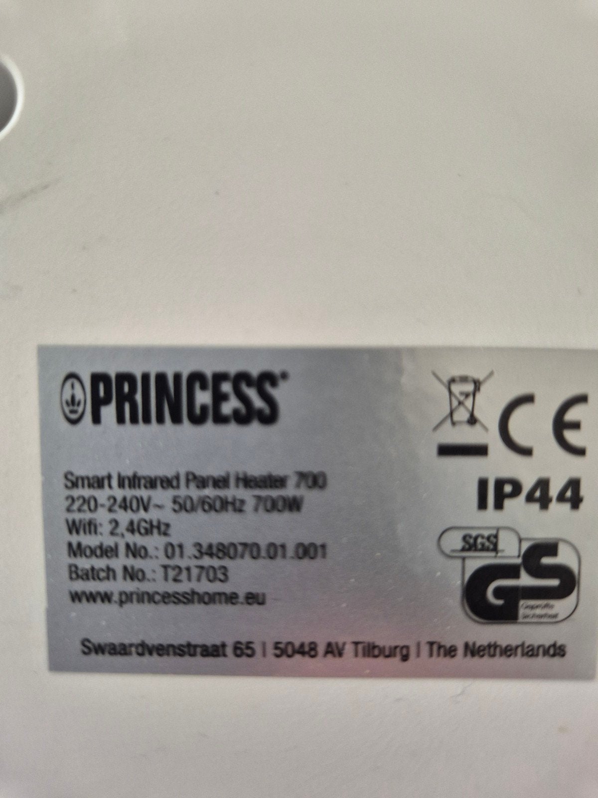 princess infra rood verwarming, Doe-het-zelf en Bouw, Ophalen, 30 tot 80 cm, 500 tot 800 watt, Overige typen