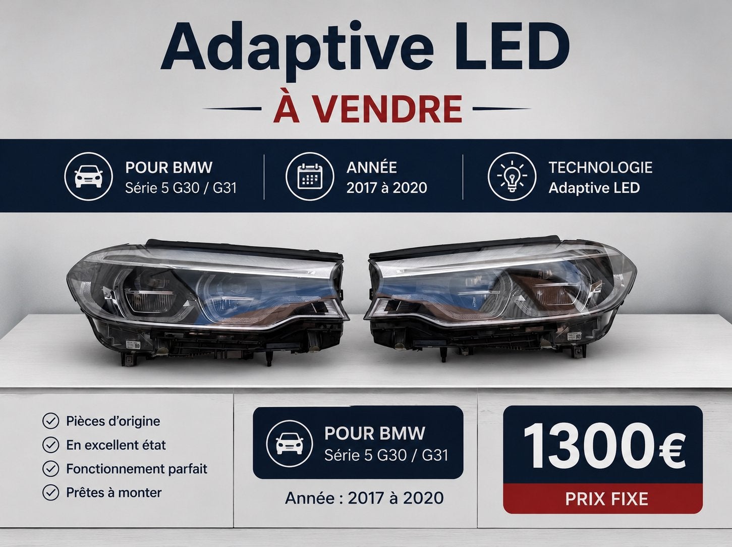 Phares BMW g30, Autos : Pièces & Accessoires, Enlèvement ou Envoi, Utilisé, BMW
