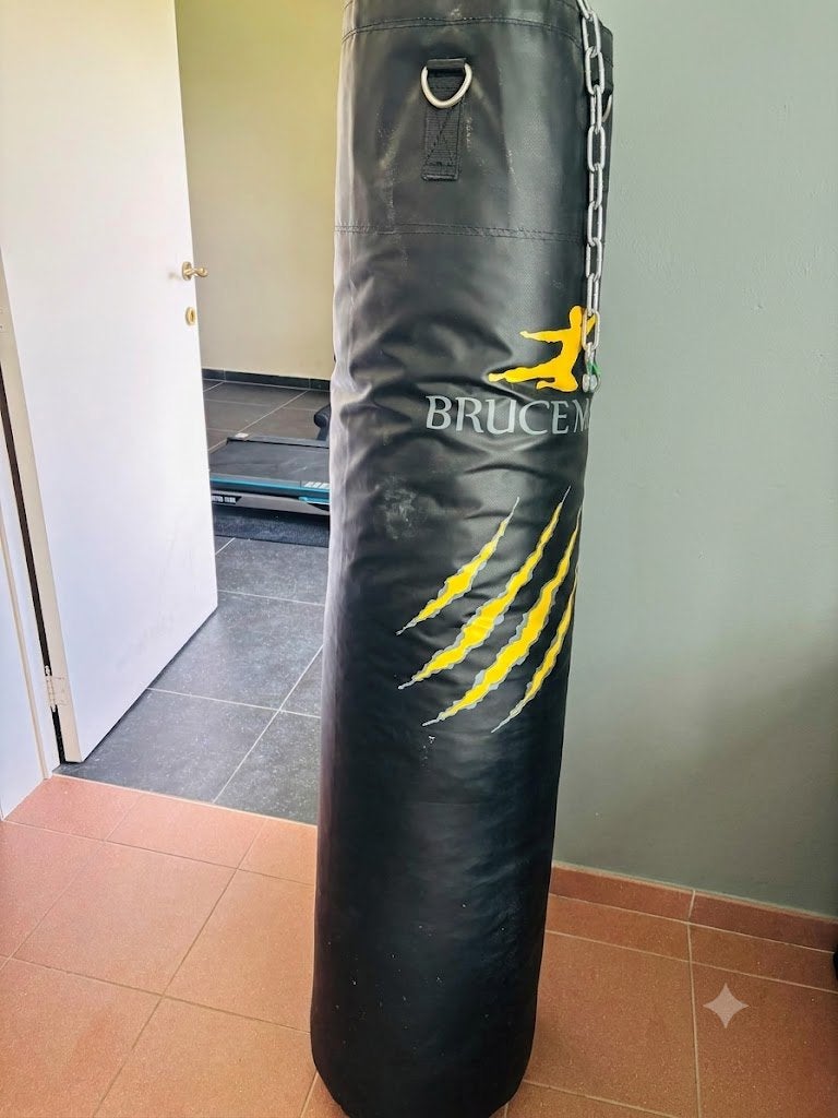 Sac de boxe Bruce Lee + support sac de boxe + gants de boxe, Sports & Fitness, Enlèvement, Comme neuf