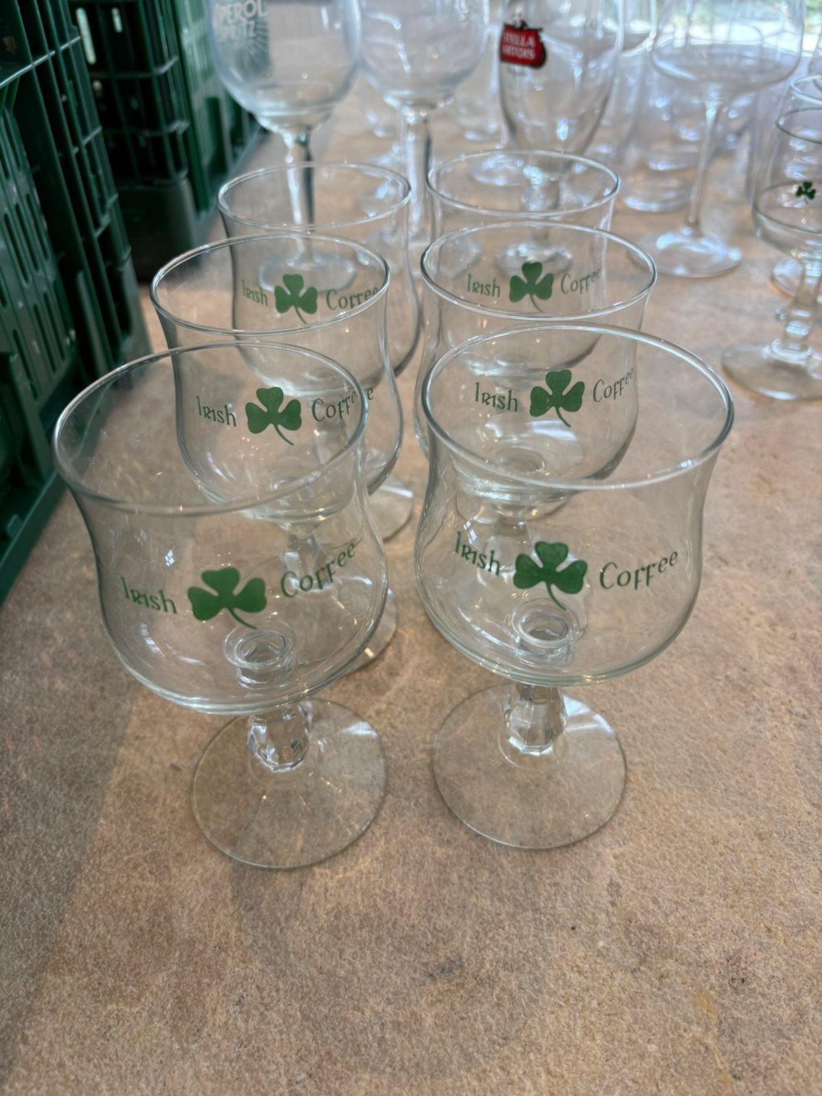 6 Irish Coffee glazen, Verzamelen, Glas en Drinkglazen, Ophalen, Zo goed als nieuw