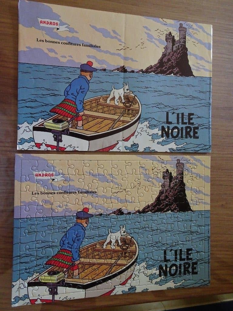 Puzzle publicitaire confiture Andros - Tintin et l'île noire, Collections, Enlèvement ou Envoi, Tintin, Comme neuf, Livre ou Jeu