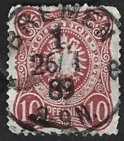 1 Postzegel Duitse Rijk Cijfer adelaar, inschrift "Pfennig", Ophalen of Verzenden, Duitse Keizerrijk, Gestempeld